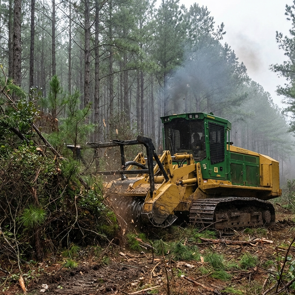 Desmatamento profissional com maquinaria pesada
